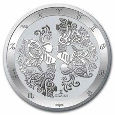2022 TOKELAU ZODIAC SERIES GEMINI 1 OUNCE SILVER BU COIN IN CAPSULE