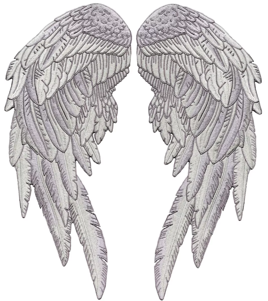 Silver Angel Wing Patches 12 | Realistic Wings and Feathers Embroidered  Patch