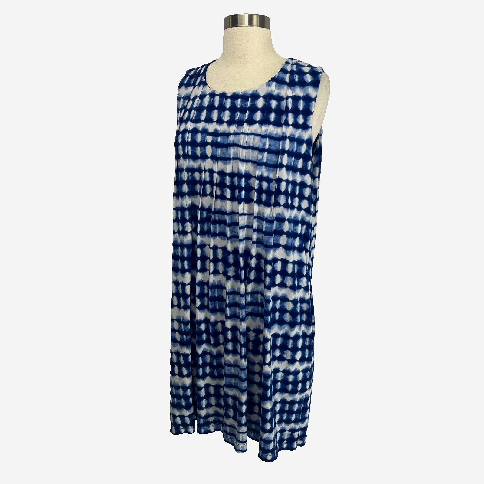 Calvin Klein Women 14 Blue Tie Dye Dress Beach Resort Cruise Pockets