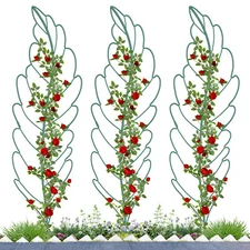 ABORON 3 Packs Leaf Metal Garden Trellis 59" for Climbing Plant Flowers Support