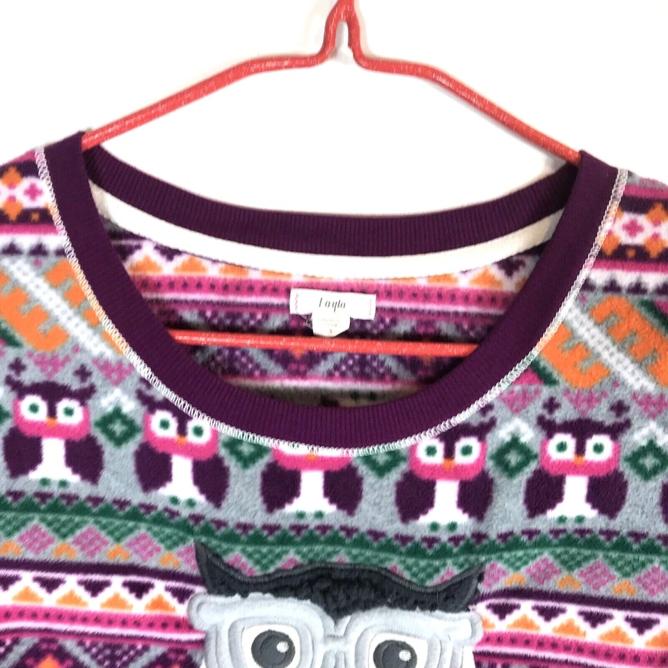 Conjunto de PJ para mujer Jr.s Layla multicolor búho invierno manga larga pantalones elásticos  Foto 3 de 4