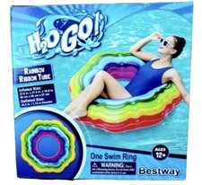 Swim Ring Tube Bestway Inflatable Float Raft H2O-GO RAINBOW Ribbon Donut NEW