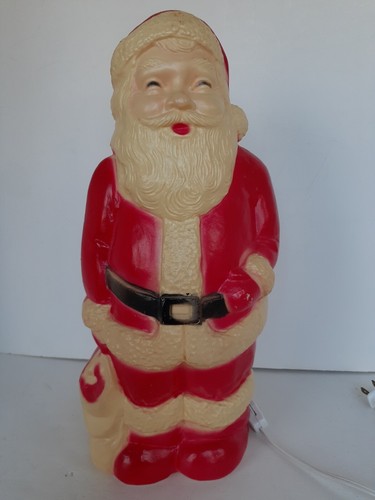 Vintage 1960's Union Products 13" Blow Mold Lighted Plastic Santa Claus - 第 2/8 張圖片