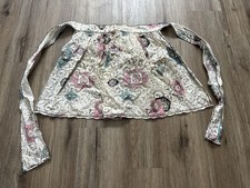 Vintage Handmade Sheer Hostess Half Apron Floral Motif Tie Back