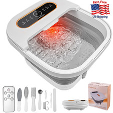 UNIFULL Collapsible Foot Spa Bath w/ Heat, Touch, Remote, Massage, Red Light