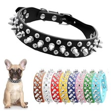 Spiked Dog Collar for Small Dogs Soft PU Leather Spike Puppy Collar Anti Bite...