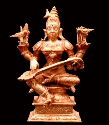 Goddess Matangi - RajaShyamala Devi in Hoysala Style Made in Pure Solid Copper