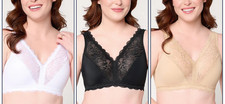 Breezies Set of 3 Soft Support Lace Wirefree Unlined Bra Basic A713658