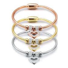 Fashion Heart Crystal Bracelet with Magnetic Clasp   316l Steel Women Jewelry