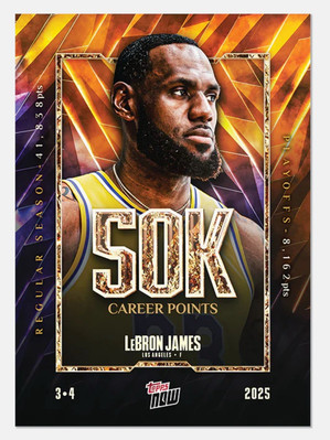 LeBron James 2025 Topps Now Basketball 12 50000 Career Points PRESALE