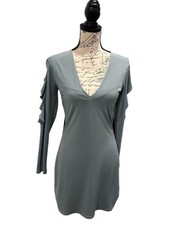 Express Slate Blue Sheath Dress w/ Long Ruffle Sleeves NWT Sz S