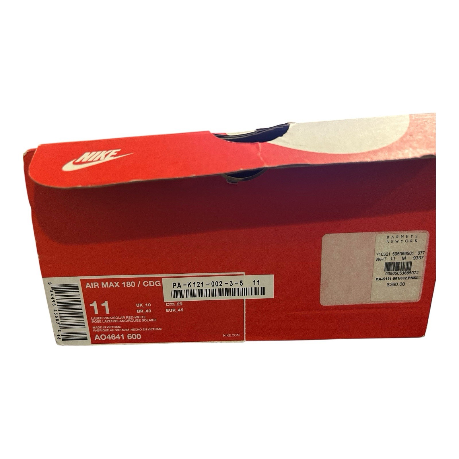 OFF WHITE X NIKE Nike x Comme Des Garçons Air Max 180 Off White Rosa AO4641 600 Uomo Taglia 11