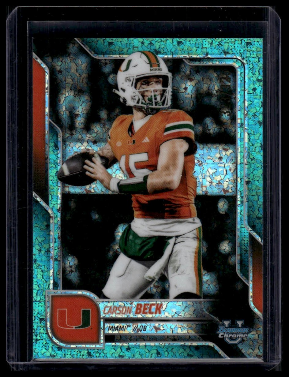 2025 Bowman University Chrome #138 Carson Beck Aqua Mini-Diamond Refractor #/325