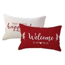 2Pack Welcome to Our Happy Place Decorative 20" x 12" Pack of 2 Red