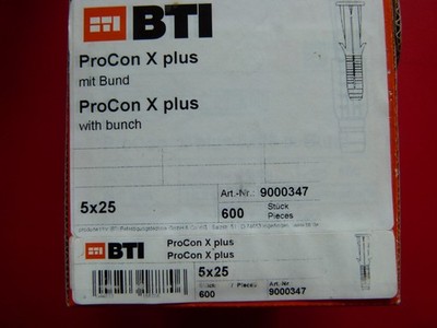 BTI  600 x ProCon X-plus Allzweck Dübel  mit Bund 5 x 25 mm