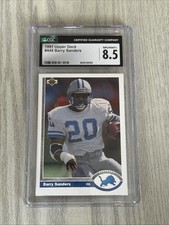 1991 Upper Deck #444 Barry Sanders. CGC 8.5 NM/Mint+. Detroit Lions NFL Card