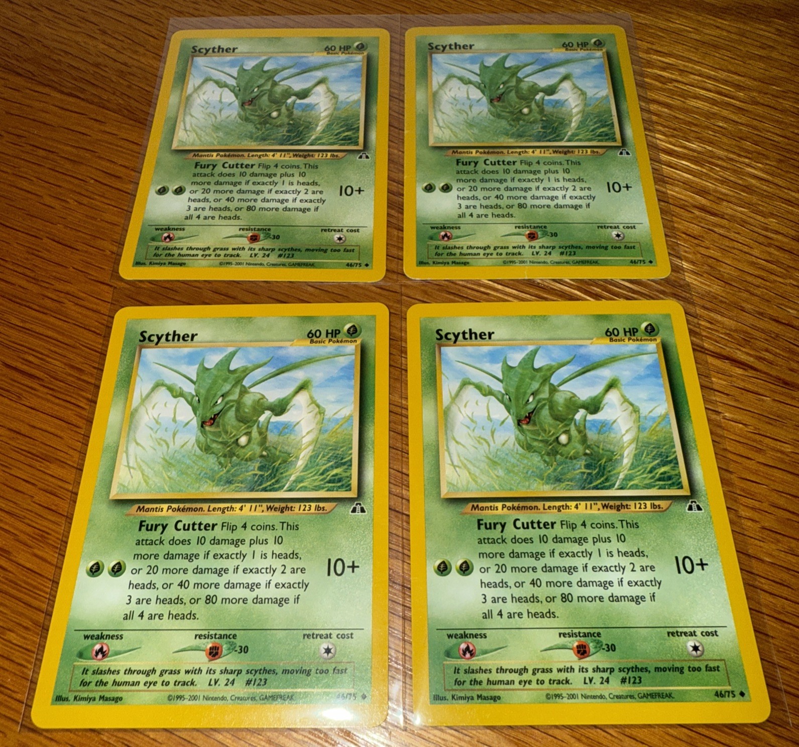 Scyther - 46/75 - Pokemon Neo Discovery 2000 Unlimited Rare Card WOTC 4x