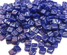 Royal Blue 8 mm Square Recycled Glass Mosaic Tile Pieces - 50 tiles