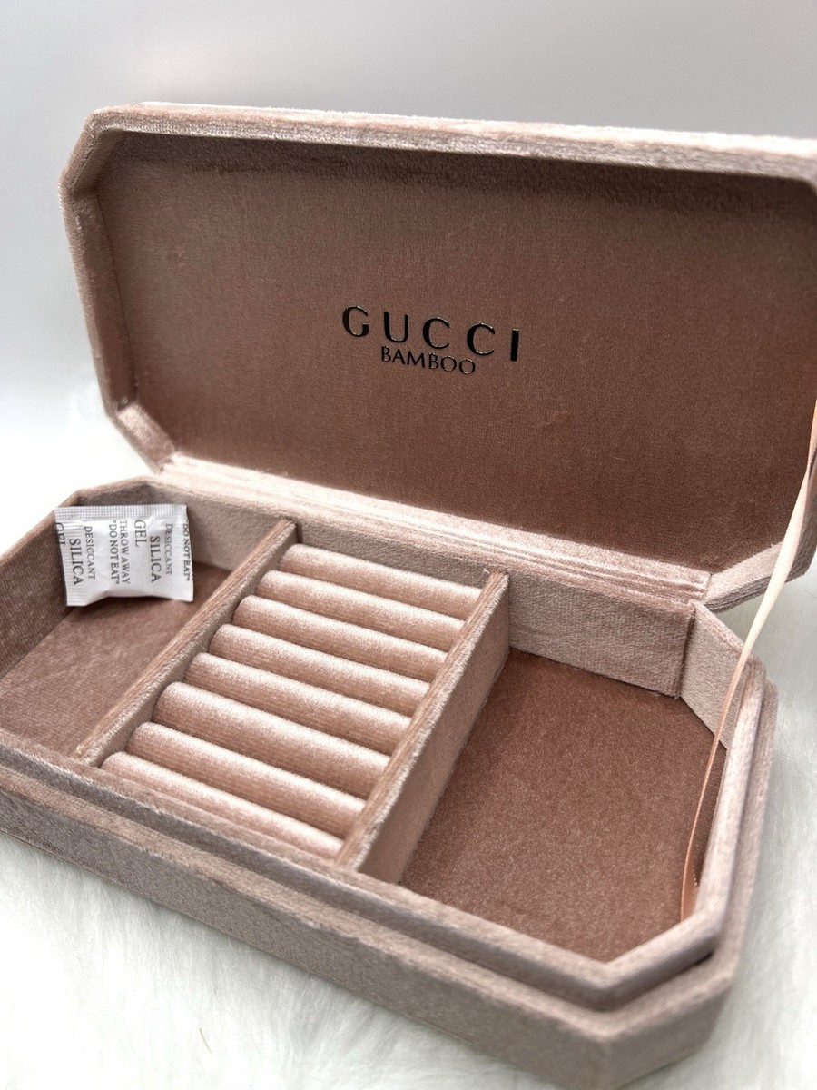 Gucci Bamboo Beauty Velvet Jewelry Box Organizer Pink Travel Case