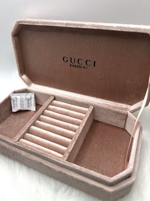 Gucci Bamboo Beauty Velvet Jewelry Box Organizer Pink Travel Case