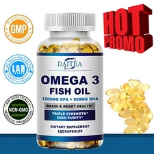 Omega 3 Fish Oil 120 Capsules - Supports heart, brain, bone and joint health