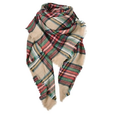 fauson Scarf for Women Winter, Warm Classic Scarf, 55*55 Inches, Multi Green 