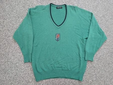 Vintage Jaeger Jumper Mens Medium Green Golf Lambswool Outdoor Scotland Wool