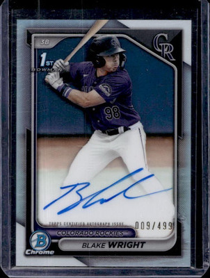 2024 Bowman Chrome 1st Blake Wright #CPA-BW Autograph /499