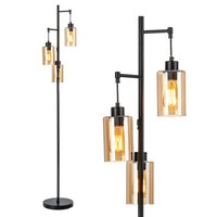 164Cm Standleuchte 3 Glasschirmen FußSchalter Metallbasis Stehlampe Stehleuchte