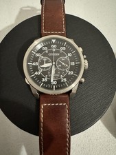 Imagen de Citizen Avion Eco-Drive Chronograph Men's Watch Black Dial Brown Leather