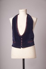 Vintage Blue Violet Velvet 1970s Tuxedo Vest Waistcoat