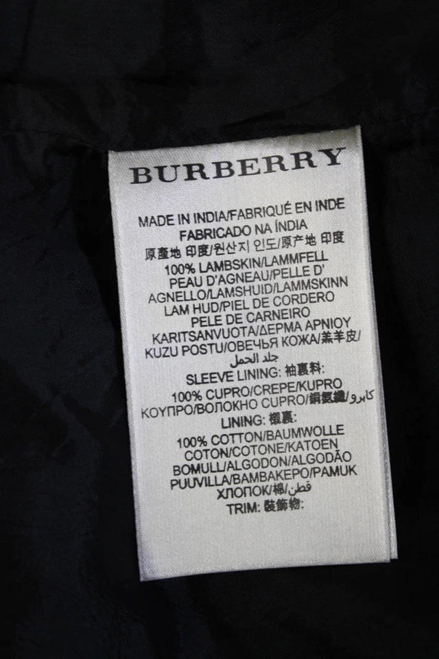 Burberry Brit Womens Trench Coat Black Lambskin Collared Long Sleeve Size 10 - Image 4 of 4