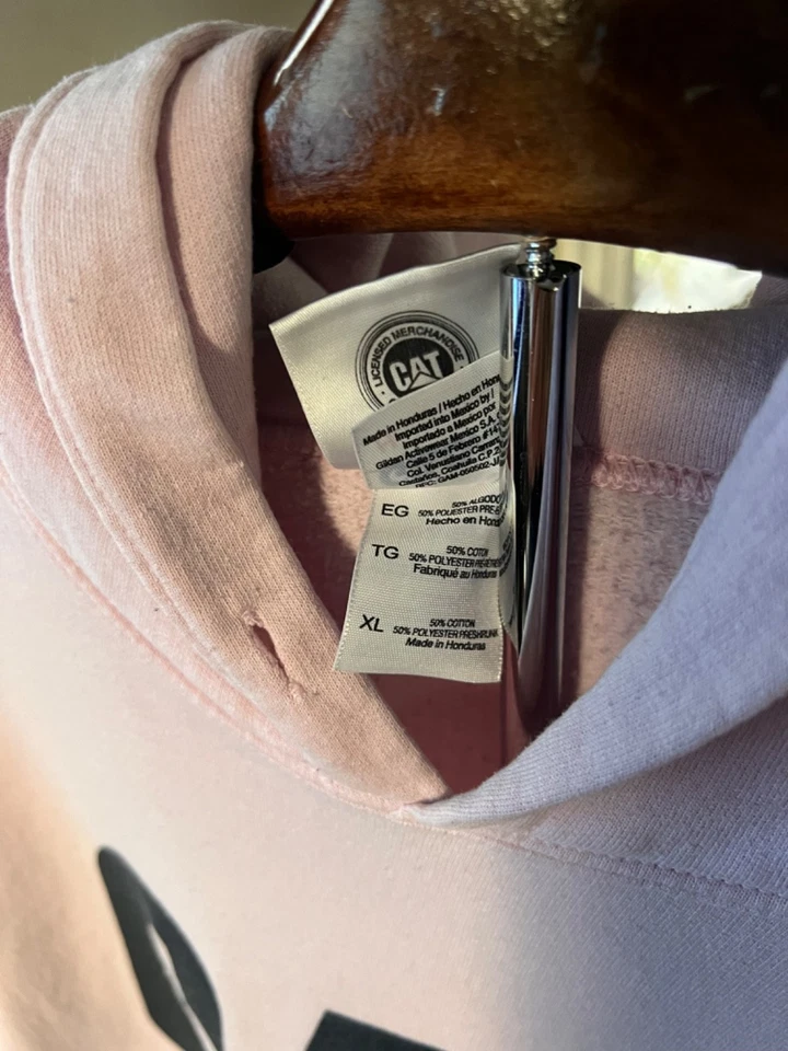 Moletom com capuz CAT Caterpillar feminino rosa algodão rico logotipo GG - Imagem 4 de 4