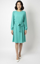 Eliza J Long Sleeve Belted Knee Dress Sz 8 $148 *1872