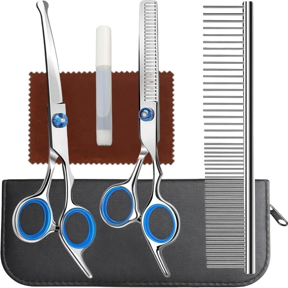 Professional 4-in-1 Pet Grooming Scissors Kit with Safety Round Tips