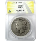 1921 High Relief Peace Silver Dollar G 4 ANACS $1 Coin SKU:I25676