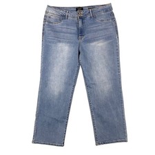 Curve Appeal High Rise Straight Leg Jeans Womens 14/32 Blue Cropped