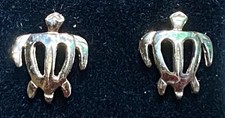 14K Rose Gold Hawaiian Honu Sea Turtle Stud Earrings Solid Gold Pre-Owned