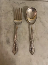 Wm Rogers Mfg Co Extra Plate Valley Rose Serving Spoon & Fork set~beautiful~