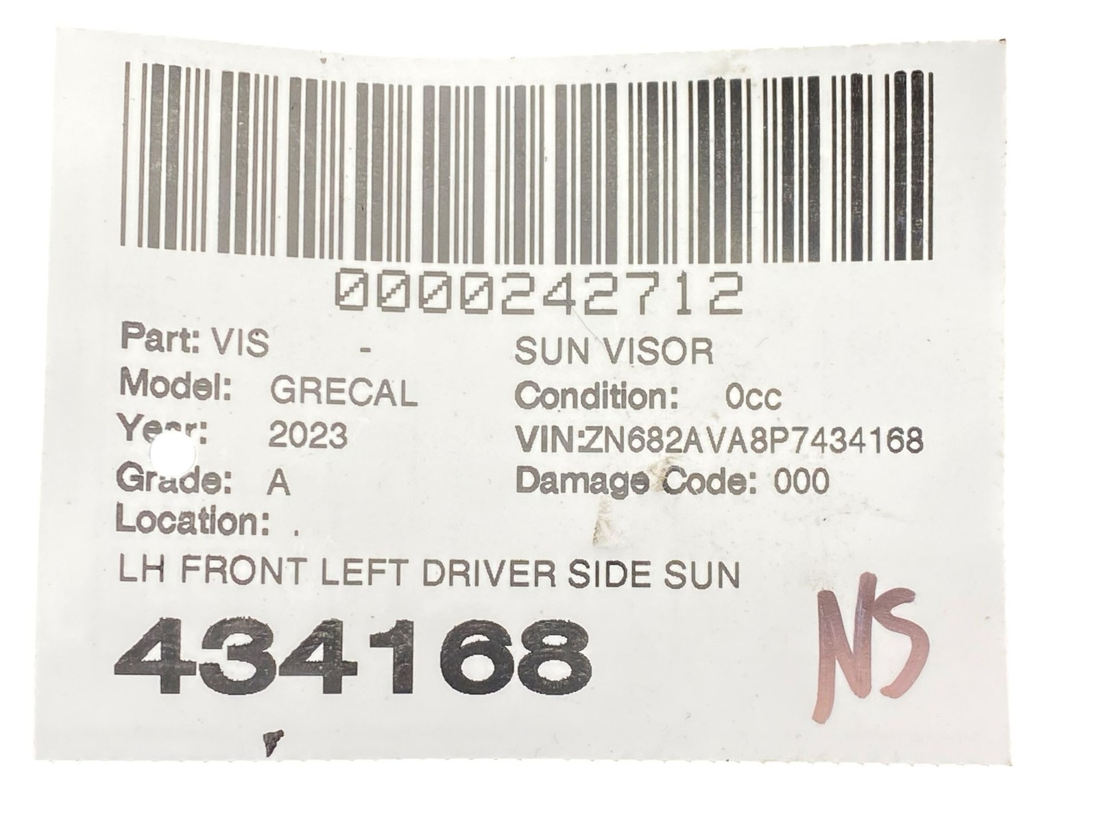 2023 MASERATI GRECALE M182 OEM FRONT LEFT DRIVER SIDE SUN VISOR SUNVISOR MIRROR