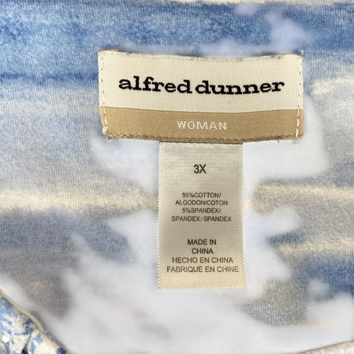 Alfred Dunner Womens Pullover Top Size 3X Blue White 3/4 Sleeve Round Neck - Picture 11 of 12