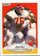 John Alt #197 1990 Fleer Rookie Card Kansas City Chiefs. rookie card picture
