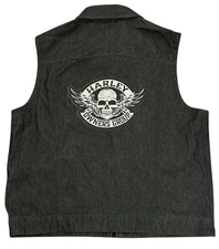 First MFG Co The Rook Mens 3XL Raw Denim Vest Conceal Carry Moto Biker HOG Patch