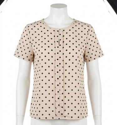 Women's Keyhole Opening Blouse By INCITY Top Shirt Casual polka dot Size M 44EU