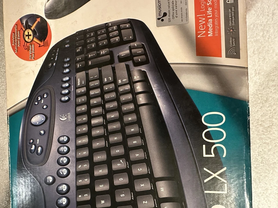 Logitech Cordless Desktop LX 500 Wireless Keyboard Mouse Set PC Optical PS/2 USB - Image 4 of 4