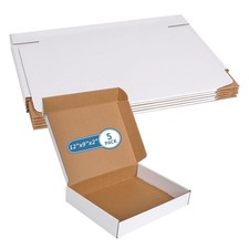 12" x 9" x 2" White Corrugated Cardboard Shipping Boxes Set of 5