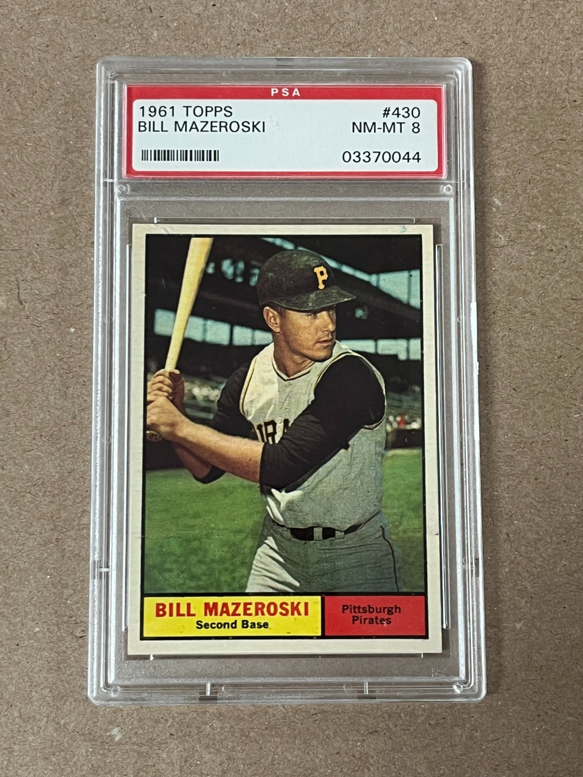 1961 Topps Bill Mazeroski #430 Pittsburgh Pirates Graded PSA 8 NM-MT