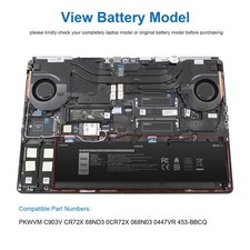 PKWVM Battery For Dell Precision 7550 7560 7750 7760 0447VR 068N03 453-BBCQ 95wh