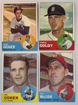 1963 Topps Baseball Lot of 4 Different Mid-High #'d Cards in MINT Condition