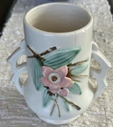 Vintage McCoy Pottery Blossom Time Vase Double Handle Ivory Matte ***Read